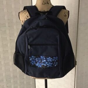 Stylish Blue Backpack with a hand painted Design